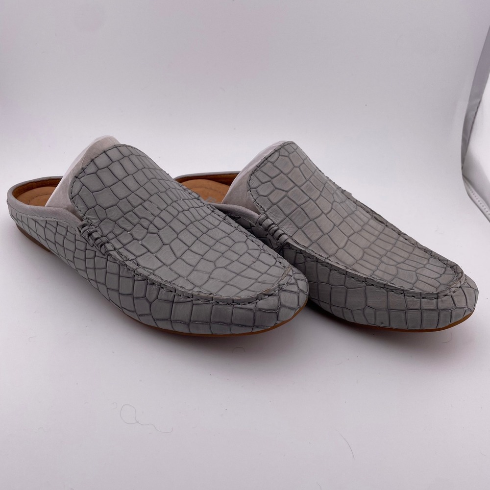 Born Capricorn Mule‎ Loafer Slides Women's Size 6M Gray Croc Embossed Leather